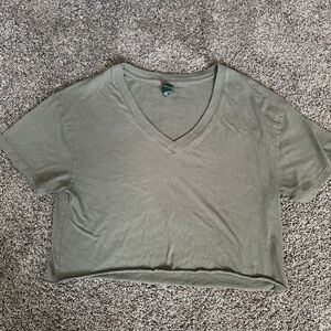 Wild Fable Green Crop T-Shirt Short Sleeve Size Small 0180